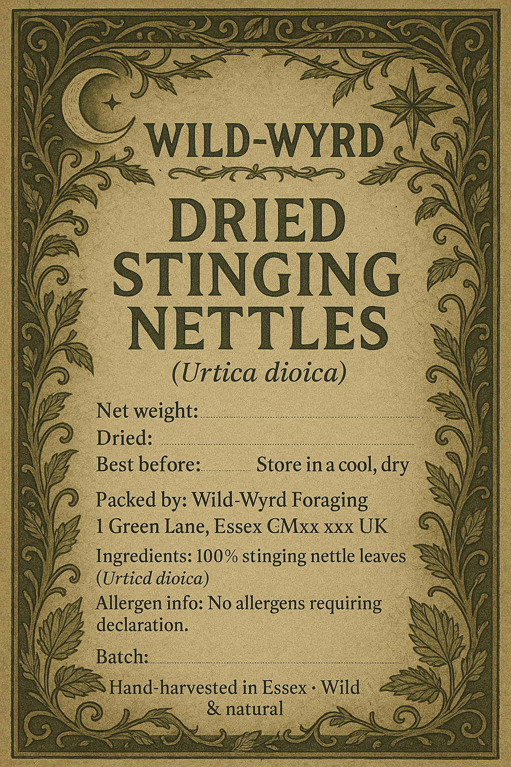 WildWyrd Dried Nettle Leaf Tea – Essex Foraged (Urtica dioica)